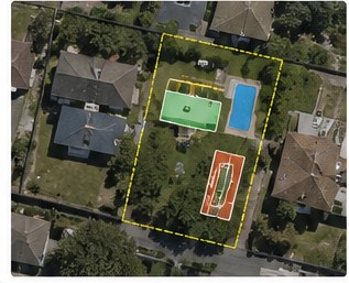 Example aerial property report with boundary and opportunity overlays